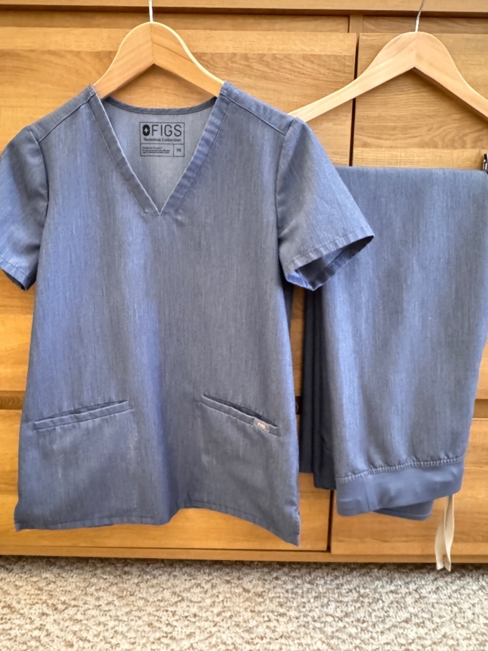 Figs Heather Denim Blue Scrub Set XS SP Casma Livingston